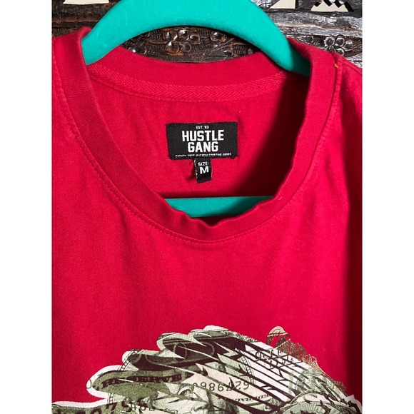 Hustle Gang Mens Classic Fit Round Neck Graphic T-Shirt Short Sleeve Size M Red - Picture 4 of 5